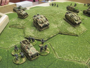 German armour takes up position on the hill