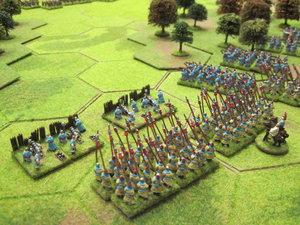 The Korean Spears and bombards make ready for the English assault