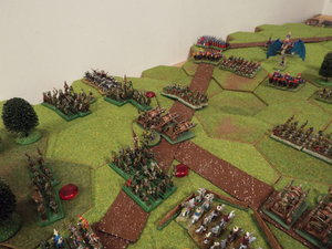 The aftermath of the missile round- orc units can be seen reeling back disrupted after being cut down in large numbers