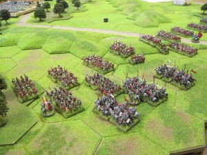 The Yorkist force deployed in column ready to advance
