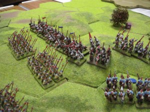 The Yorkist mounted men at arms charge the Korean spearmen