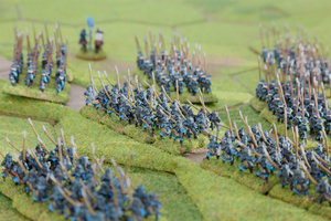 My Blue Samurai advance into Dane's cannon fire