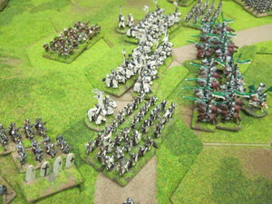 The heavy cavalry clash in the centre