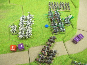 The final roll of the game! Snake eyes for the last remaining heavy cavalry and their general.