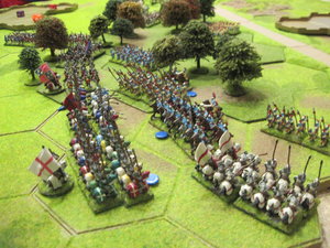 The final onslaught of the English knights smashes into the last Korean line of defence!