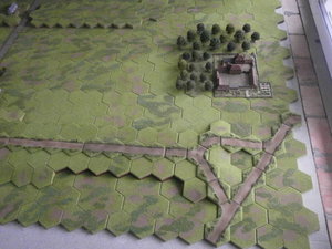 Hougamont on the allied right flank