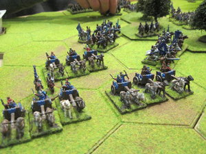 The British Chariots and cavalry advance against the Picts left.
