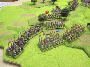 The Yorkist right wing encircles the remaining Korean infantry - game over!