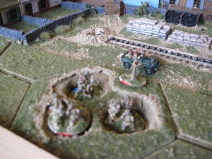 British mortar positions behind the village