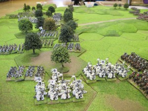 The Teutonic army deploys and quickly moves to occupy the woodland to create a strong defensive position