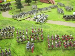 The Teutonic knights lead the advance along the road