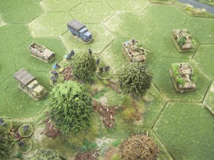 The German infantry disembark into the woods