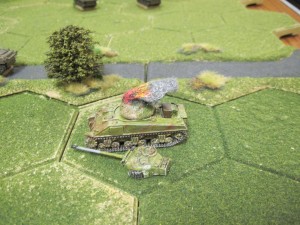 The British side is littered with burning Shermans!