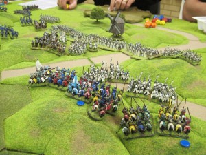 As the heavy cavalry continue their battle of attrition Teutonic mounted crossbows and infantry come across in support.
