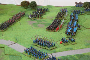 My cavalry charge the line of missile troops