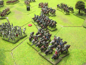 Mounted Sergeants counter-attack near the woods