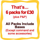 all packs include bases with the exception of command and some accessory pack