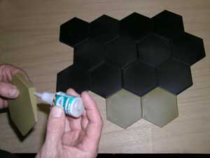 Applying adhesive to the single slope hex