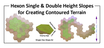 Slope Hexes - single and double height to create your own terrain features